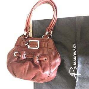 B Makowsky Brown Leather Handbag/Satchel